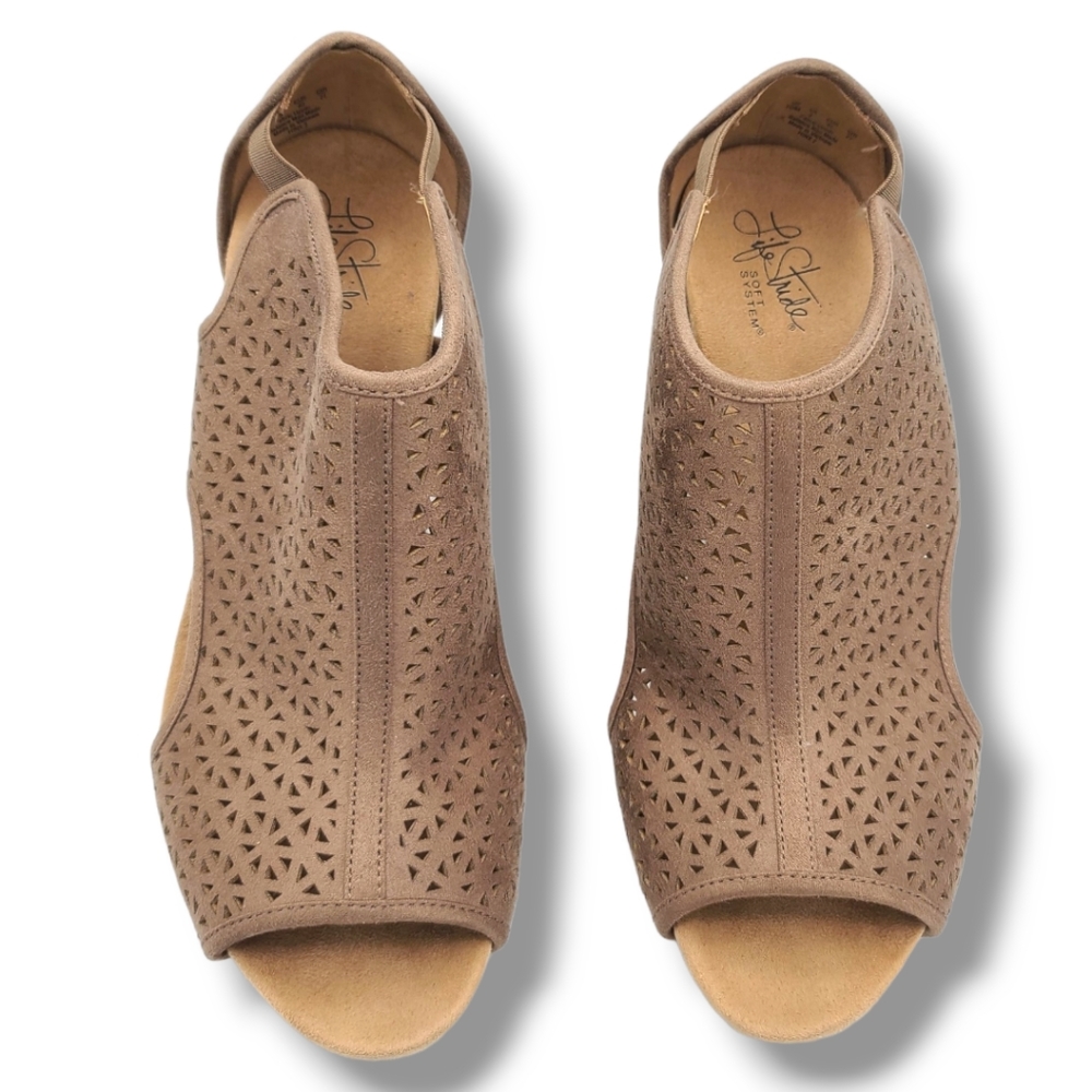 Life Stride Women's Tan Flex Soft System Hinx 2 Cut Out Wedge Sandals Size 10 - Picture 14 of 16